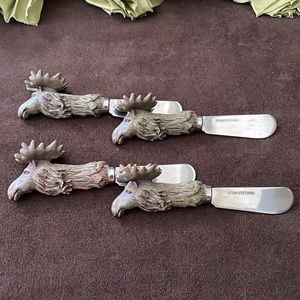 4-piece moose butter/cheese/jam spreaders